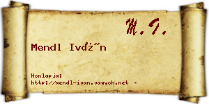 Mendl Iván névjegykártya